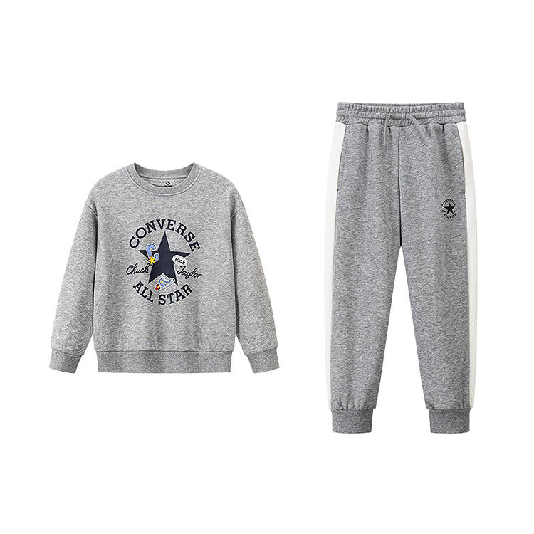 Converse Casual Sportswear Fleece Lined Thermal Comfortable Crew Neck 2 Piece Set Kids'