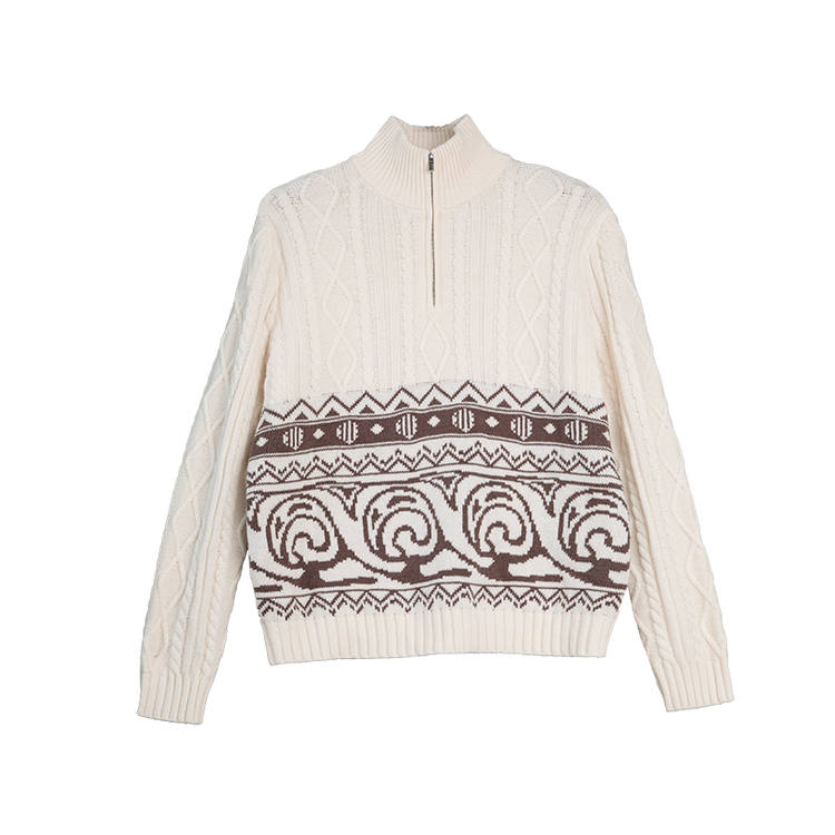 ELLE Sweaters Women's Beige Coffee Stand Collar Moderate Other