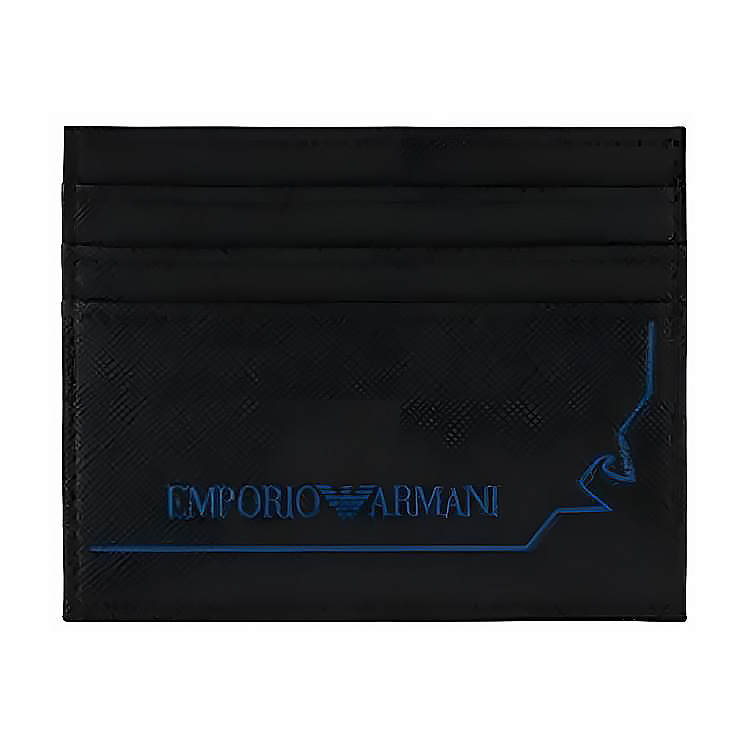 EMPORIO ARMANI PU Polyurethane Card Holder Men's Black