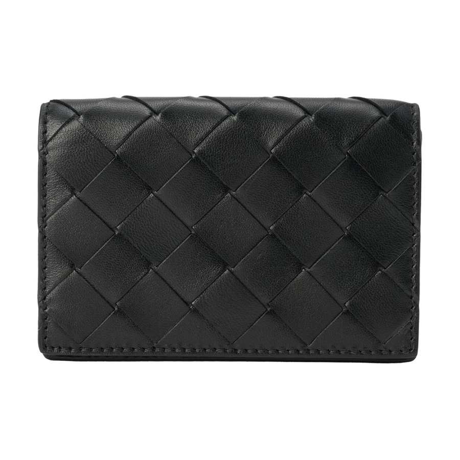 Bottega Veneta Minimalist Fashion Sheepskin With Calfskin Card Holder Men's Black