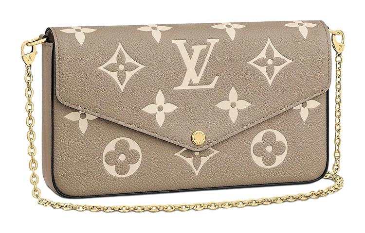 LOUIS VUITTON Women's Felicie Pochette Chain Shoulder Bag Cream Gray