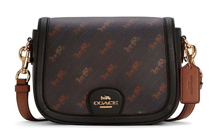 COACH Leather Saddle Bag, Shoulder Bag Women's Brown Black