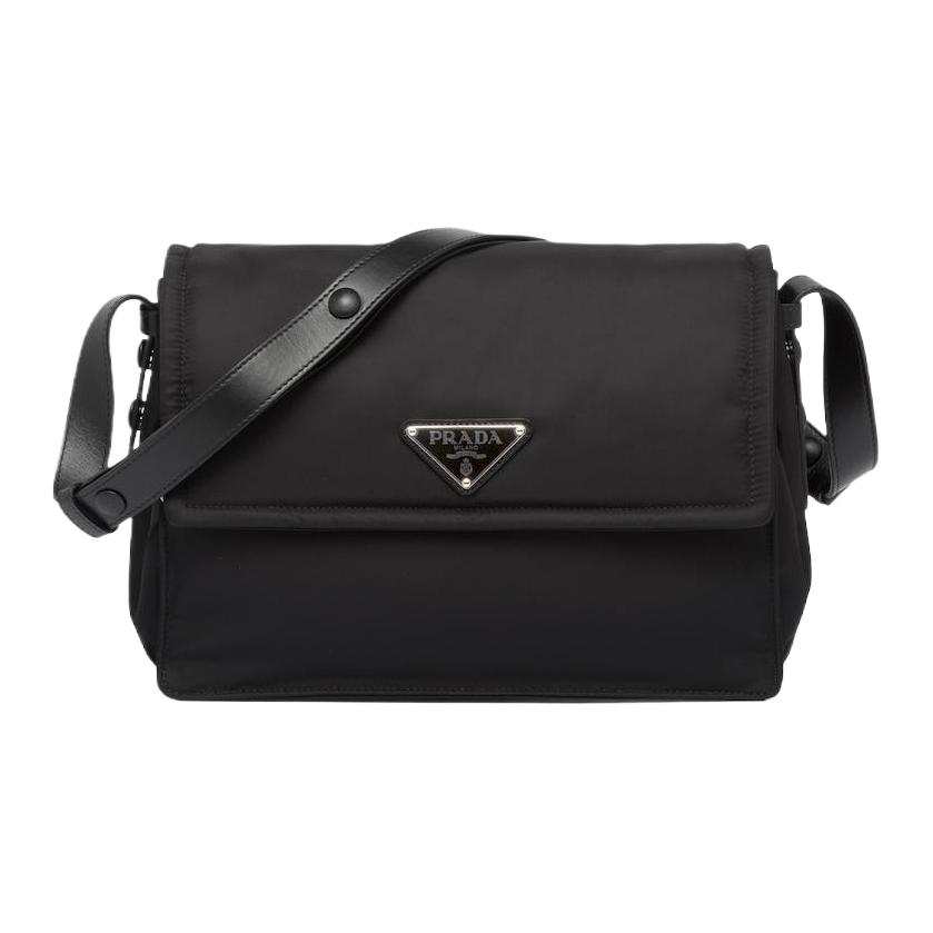 PRADA Re Nylon Re Nylon Recycled Nylon With Leather Messenger Bag, Crossbody Bag, Shoulder Bag Medium Women's Black