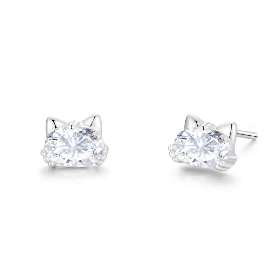 Barbie 999 Fine Silver Synthetic Cubic Zirconia Stud Earrings Women's