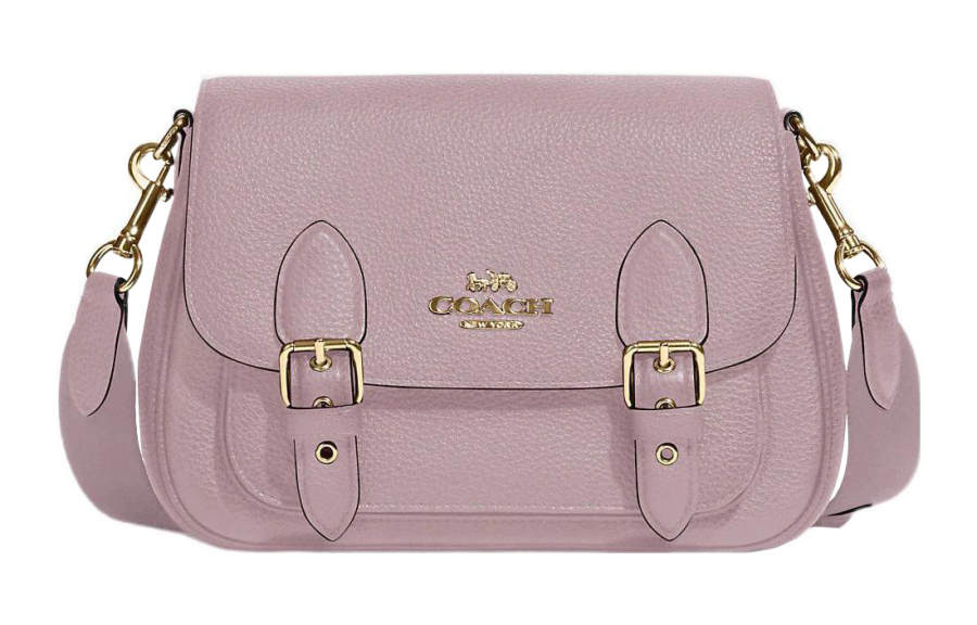 COACH Lucy Pebbled Leather Crossbody Bags Small Women's Light Purple