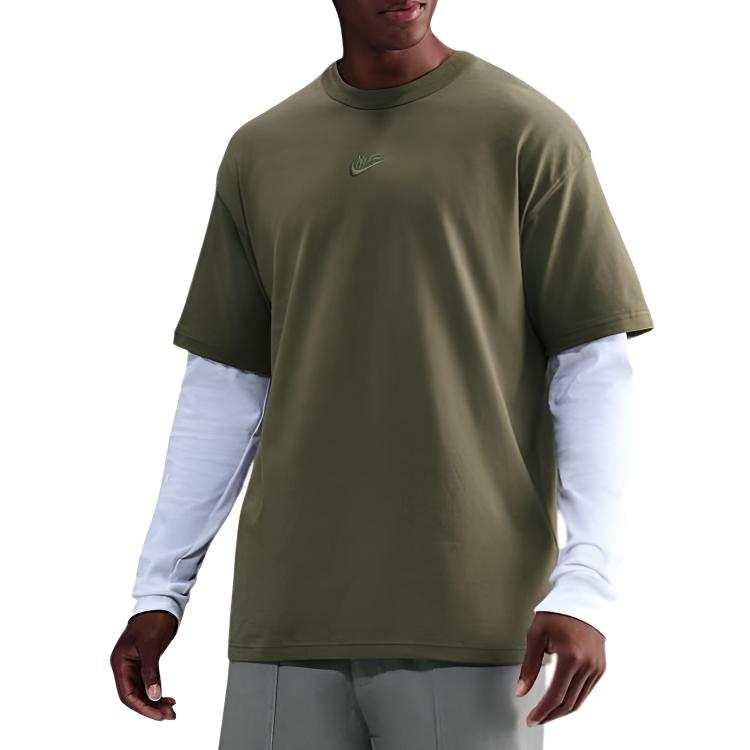 Nike Nike Sportswear T Shirts Men's Medium Olive Crew Neck Moderate Straight Fit