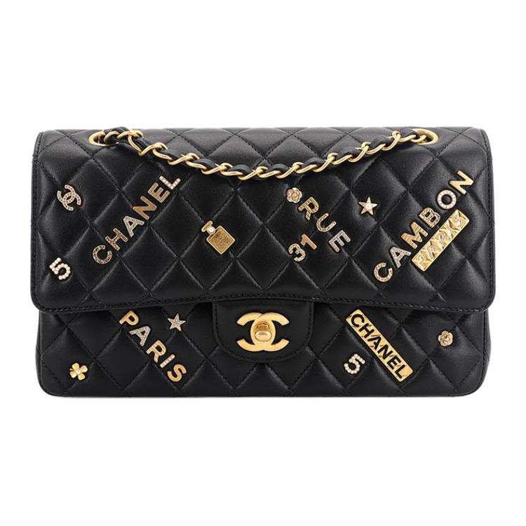 CHANEL Classic Flap CF Lambskin Shoulder Bag, Crossbody Bag Women's Black