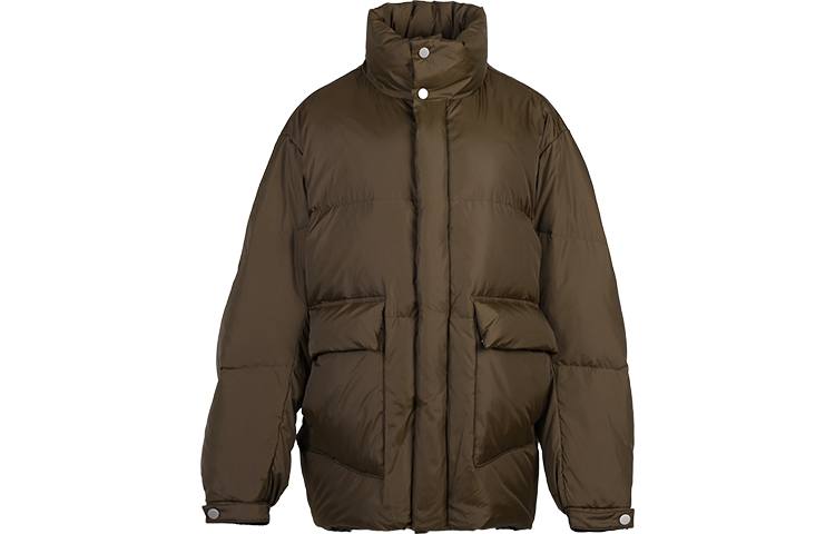 URBAN REVIVO Down Jackets Men's Dark Red Brown Stand Collar Thickened