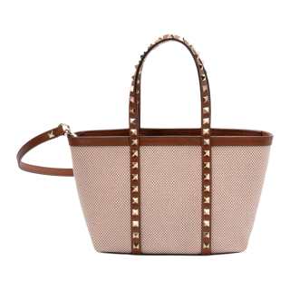 Valentino Cotton Tote Bag, Shopping Bag, Shoulder Bag, Handbag Women's Natural