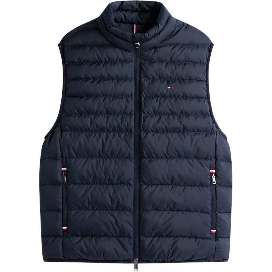Tommy Hilfiger Down Vests Men's Marine Blue Stand Collar Moderate