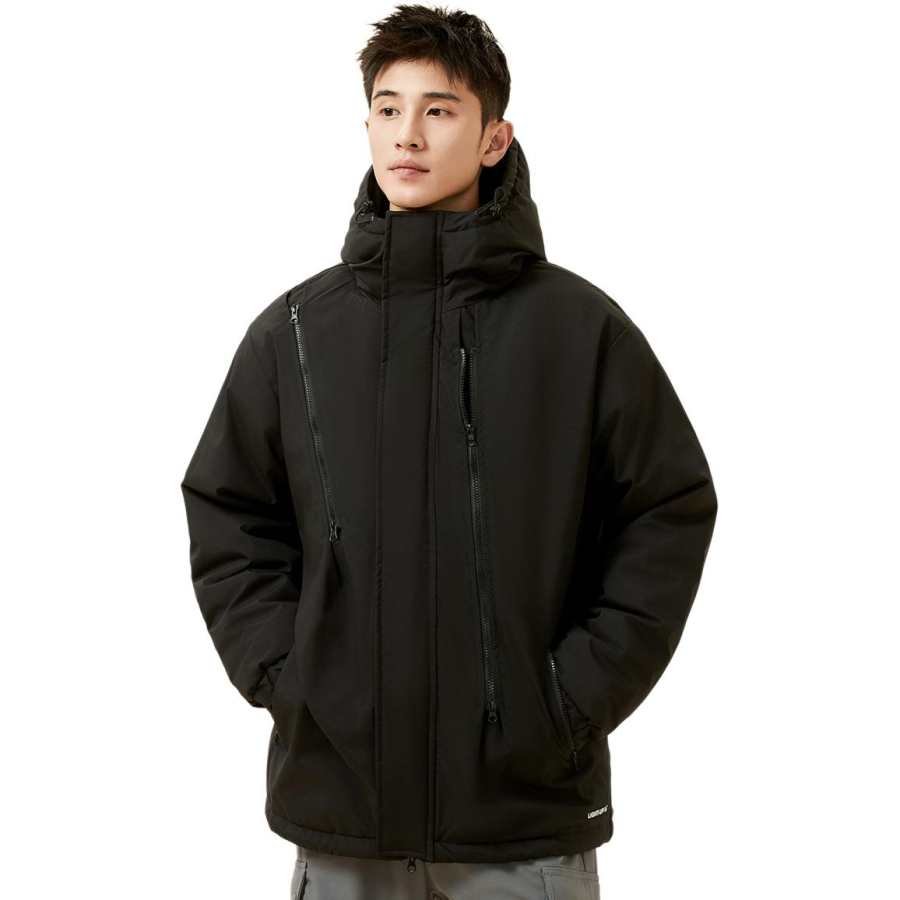 361° Puffer Jackets Men's Super Black Hooded Moderate