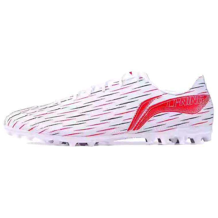 Li-Ning Li Ning MG Multi Ground Artificial Turf Pu Abrasion Resistant Breathable Soccer Shoes Unisex Pink White Red