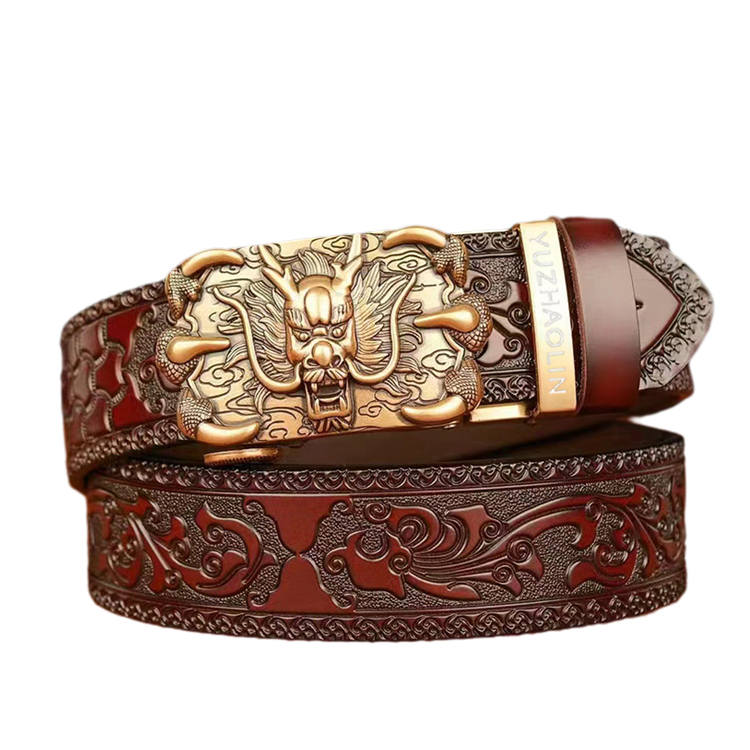 YUZHAOLIN YUZHAOLIN Cow Split Leather Belt, Gift Box Set Unisex 3.4cm