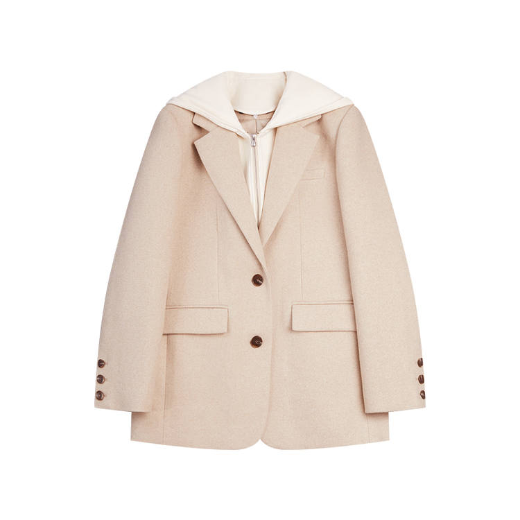 ELLE Business Suits Women's Camel Suit Collar Thickened