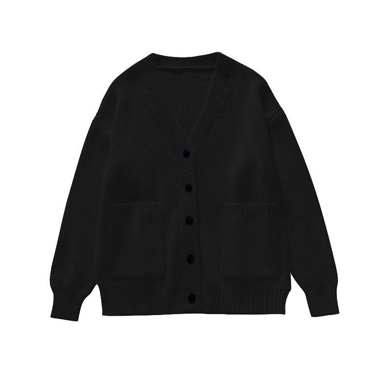 VENICEW Knitwear Women's Black V Neck Thickened Cardigan