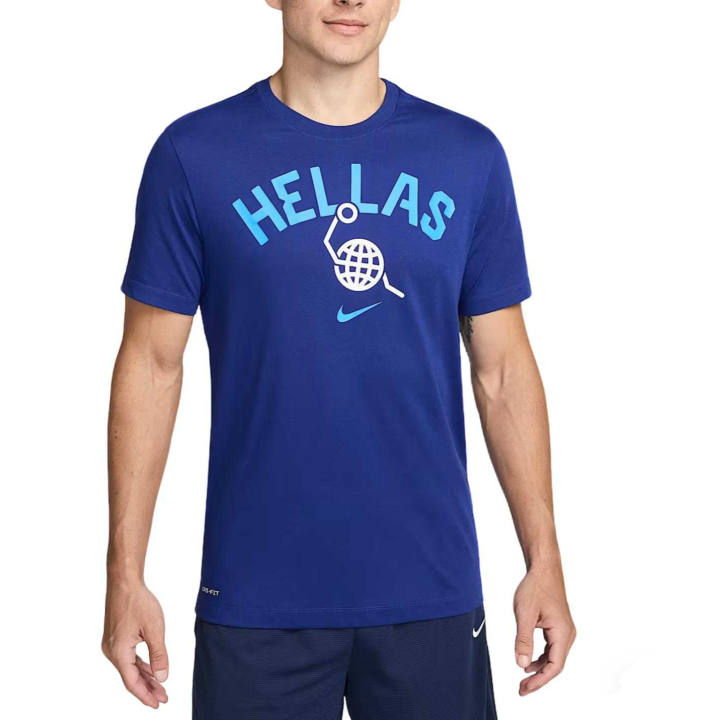 Nike Nike Dri Fit T Shirts Men's Dark Royal Blue Crew Neck Moderate Straight Fit