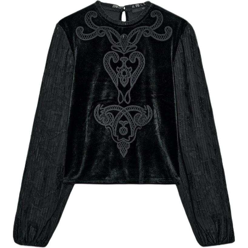 ZARA T Shirts Women's Black Crew Neck