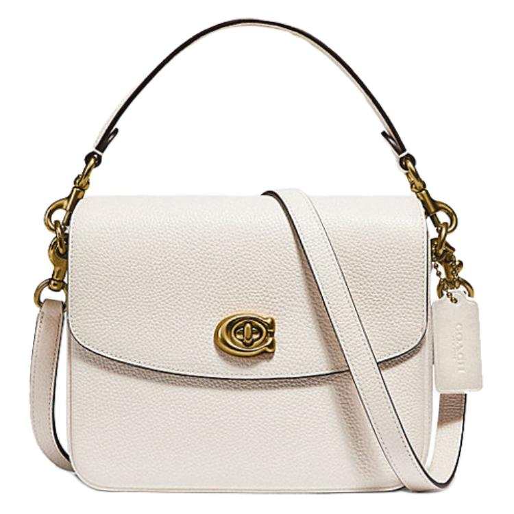COACH Cassie Pebbled Leather Messenger Bag, Shoulder Bag, Crossbody Bag, Handbag Small Women's White