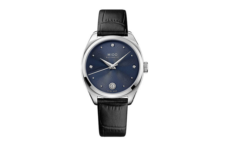 MIDO Brunna Collection Automatic Mechanical Movement Women's Watch 33mm Blue Dial Leather Strap