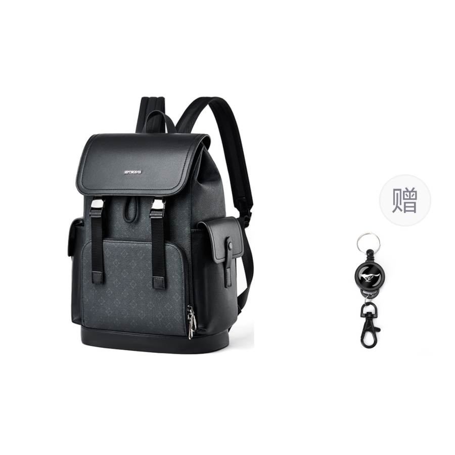 SEPTWOLVES SEPTWOLVES Artificial Leather Backpack Large Unisex Black