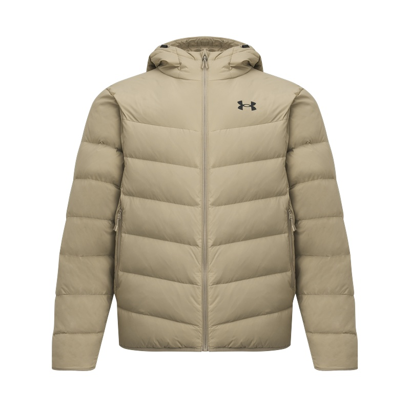 Under Armour Down Jackets Men's Khaki Hooded Non Detachable Moderate Other