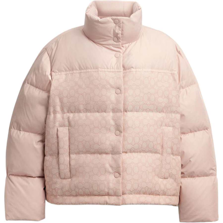 COACH COACH Down Jackets Women's Light Pink Stand Collar Moderate