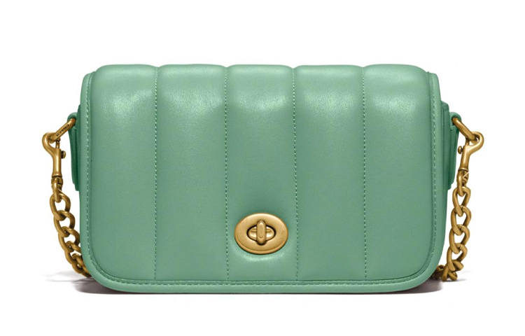COACH Dinky Lambskin Leather Crossbody Bags Small Women's Macaron Green
