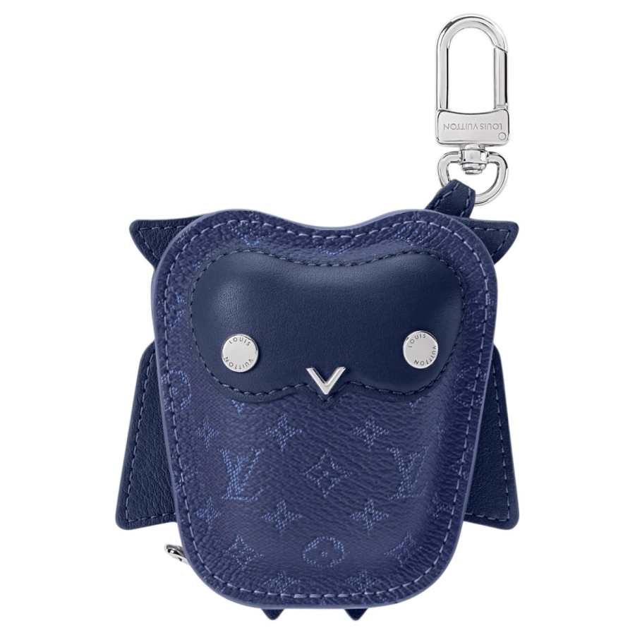 LOUIS VUITTON Monogram Coated Canvas Bag Charm Bag Accessory Unisex Blue