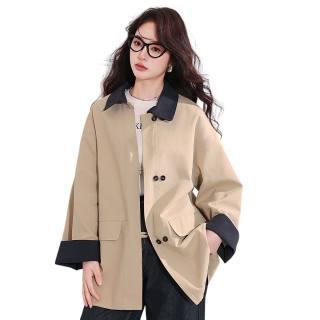 SIXUSICHOU Trench Coats Women's Khaki Lapel Moderate Other