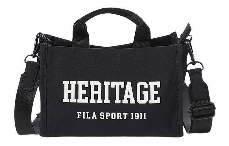 FILA Heritage Nylon Tote Bag, Shopping Bag, Shoulder Bag, Crossbody Bag, Handbag Mini Women's Black