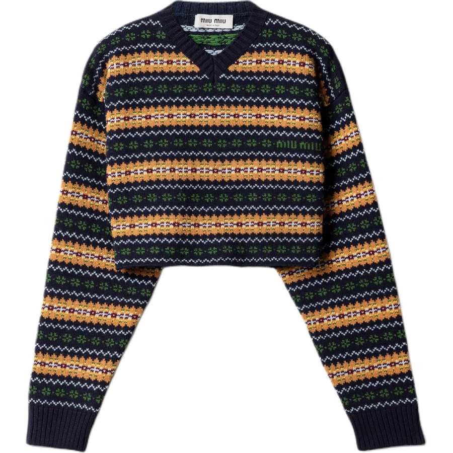 Miu Miu V-Neck Cropped Jumper