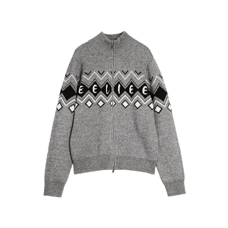 ELLE Sweaters Women's Medium Gray Stand Collar Moderate Cardigan