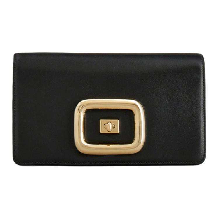 Roger Vivier VIV Leather Shoulder Bag, Crossbody Bag Mini Women's Black