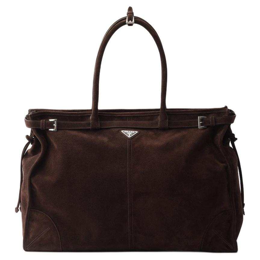 PRADA Bonnie Leather Tote Bag, Shopping Bag, Handbag Men's Dark Brown