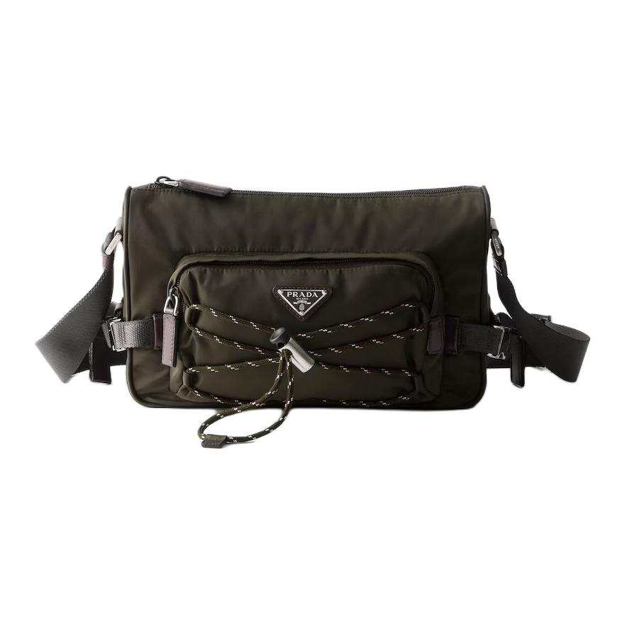 PRADA Re Nylon With Cow Leather Shoulder Bag Men's Camouflage Green