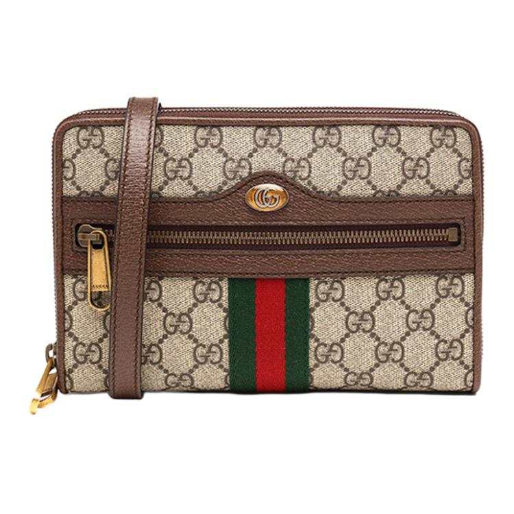 GUCCI Ophidia Cow Leather Crossbody Bag, Shoulder Bag Unisex Ebony & Brown