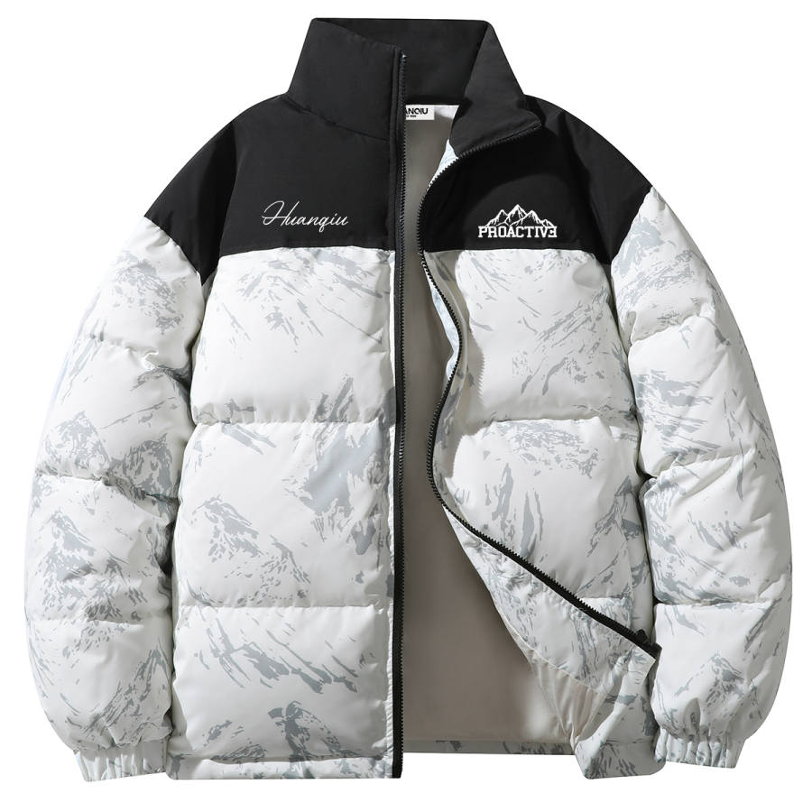 HUANQIU Down Jackets Unisex Stand Collar Thickened Puffer Jacket