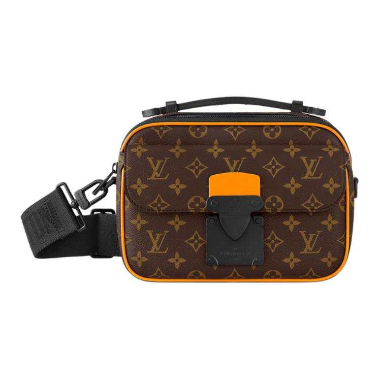 LOUIS VUITTON Coated Canvas Messenger Bag, Shoulder Bag, Crossbody Bag Men's Brown & Orange