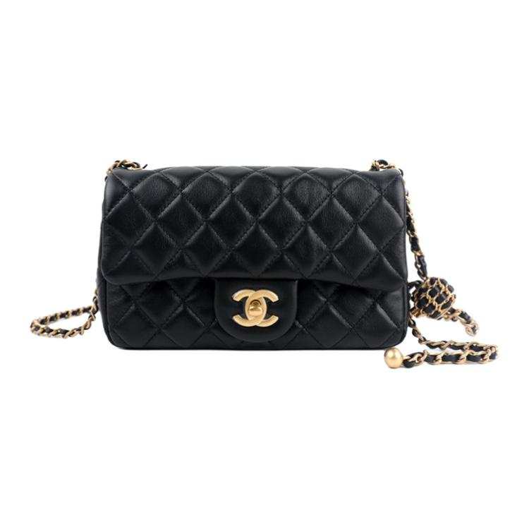 CHANEL Classic Flap CF Small Gold Ball Sheepskin Material Shoulder Bag, Crossbody Bag Mini Women's Black