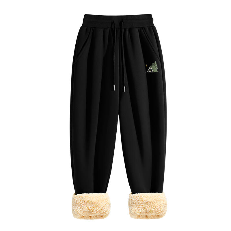 Tonlion Casual Pants Unisex Thickened And Fleece Lined Cuffed Pants