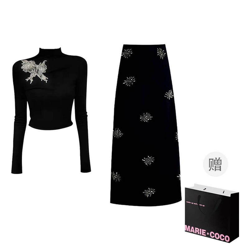 MARIE·COCO Two Piece Skirt Sets Women's Half Turtleneck Moderate Mid Length