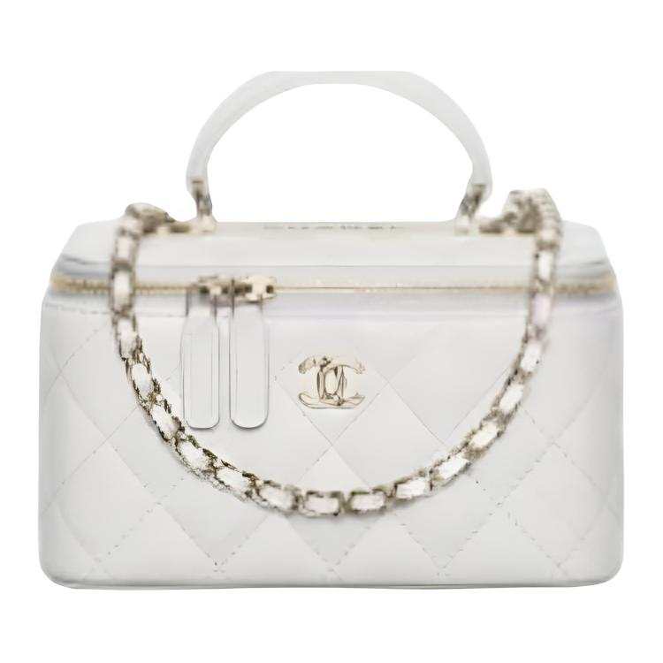 CHANEL Lambskin Handbag, Shoulder Bag Women's Light Gray