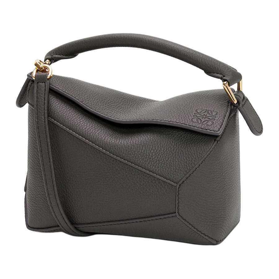 LOEWE Puzzle Soft Grain Cow Leather Puzzle Bag, Shoulder Bag, Crossbody Bag, Handbag Mini Women's Dark Gray