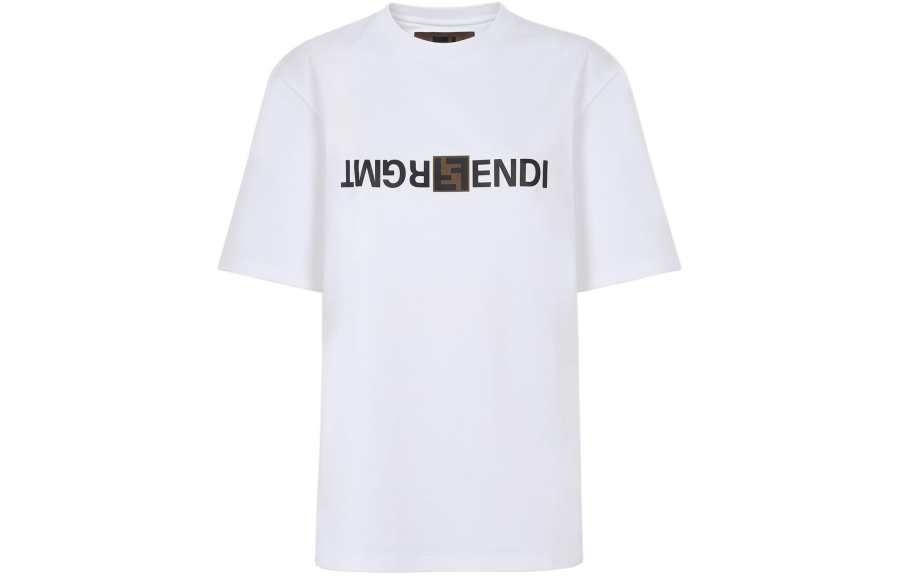 FENDI SS24 Drop Shoulder Sleeve T Shirt Women's White