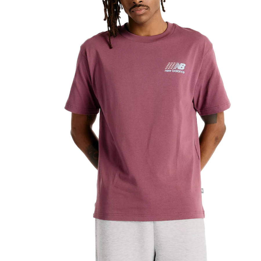 New Balance New Balance T Shirts Men's Purple Crew Neck Moderate Straight Fit