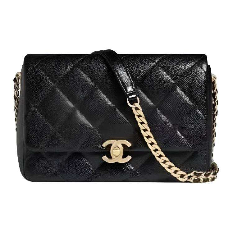CHANEL Grain Calfskin Crossbody Bag, Shoulder Bag Women's Black