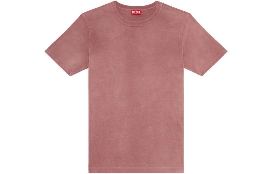 DIESEL T Shirts Men's Purple Crew Neck Moderate Straight Fit
