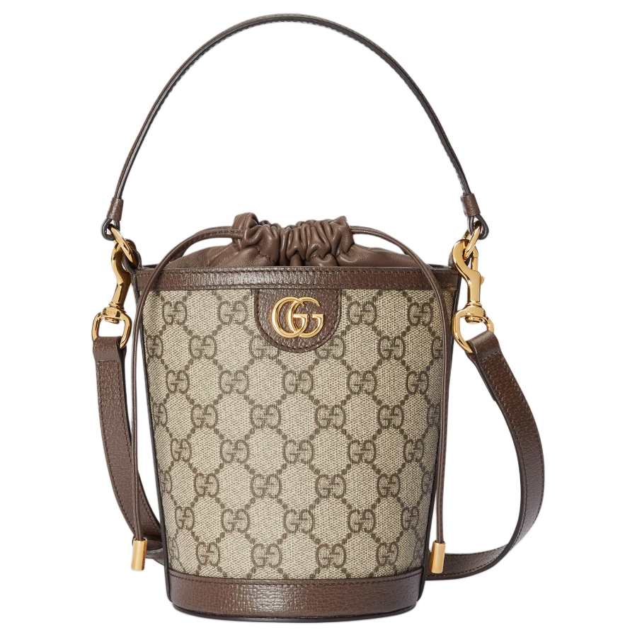 GUCCI Ophidia Canvas With Leather Canvas Bag, Bucket Bag, Shoulder Bag, Crossbody Bag, Handbag Mini Women's Brown