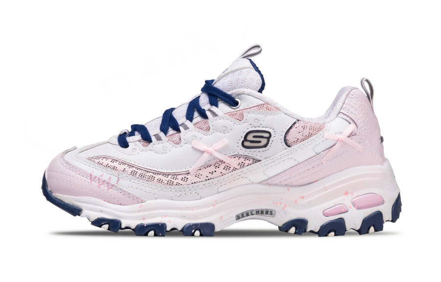Skechers D'Lites 1.0 Pink Mist Sky Cushioning Abrasion Resistant Breathable Low top Chunky Sneakers Women's Pink White