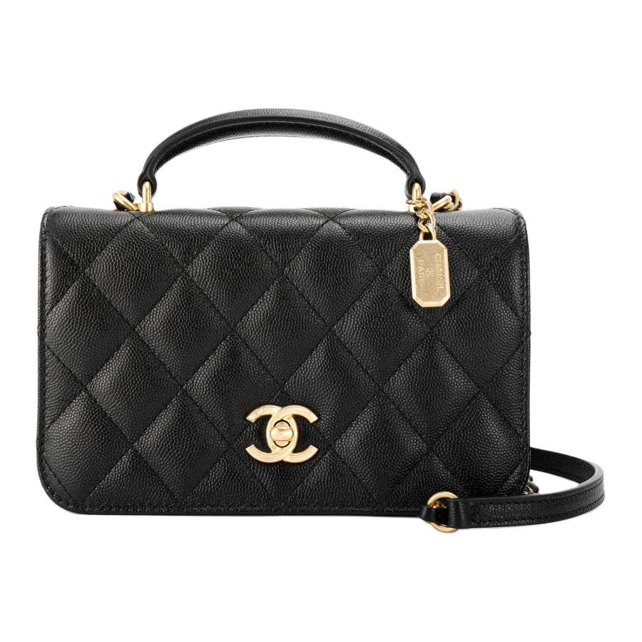 CHANEL Caviar Cow Leather Flap Bag, Shoulder Bag, Crossbody Bag, Handbag Mini Women's Black